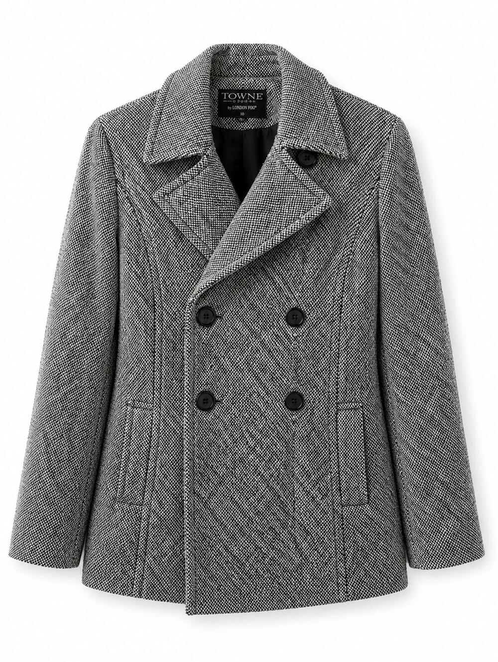Towne by London Fog Peacoat Women’s Small Black Wool Blend Double Breasted Coat